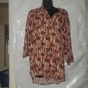 ICEBERG FEMME Boho Tunic Top Aztec Print designer Button Up Shirt plus‎ size 4X